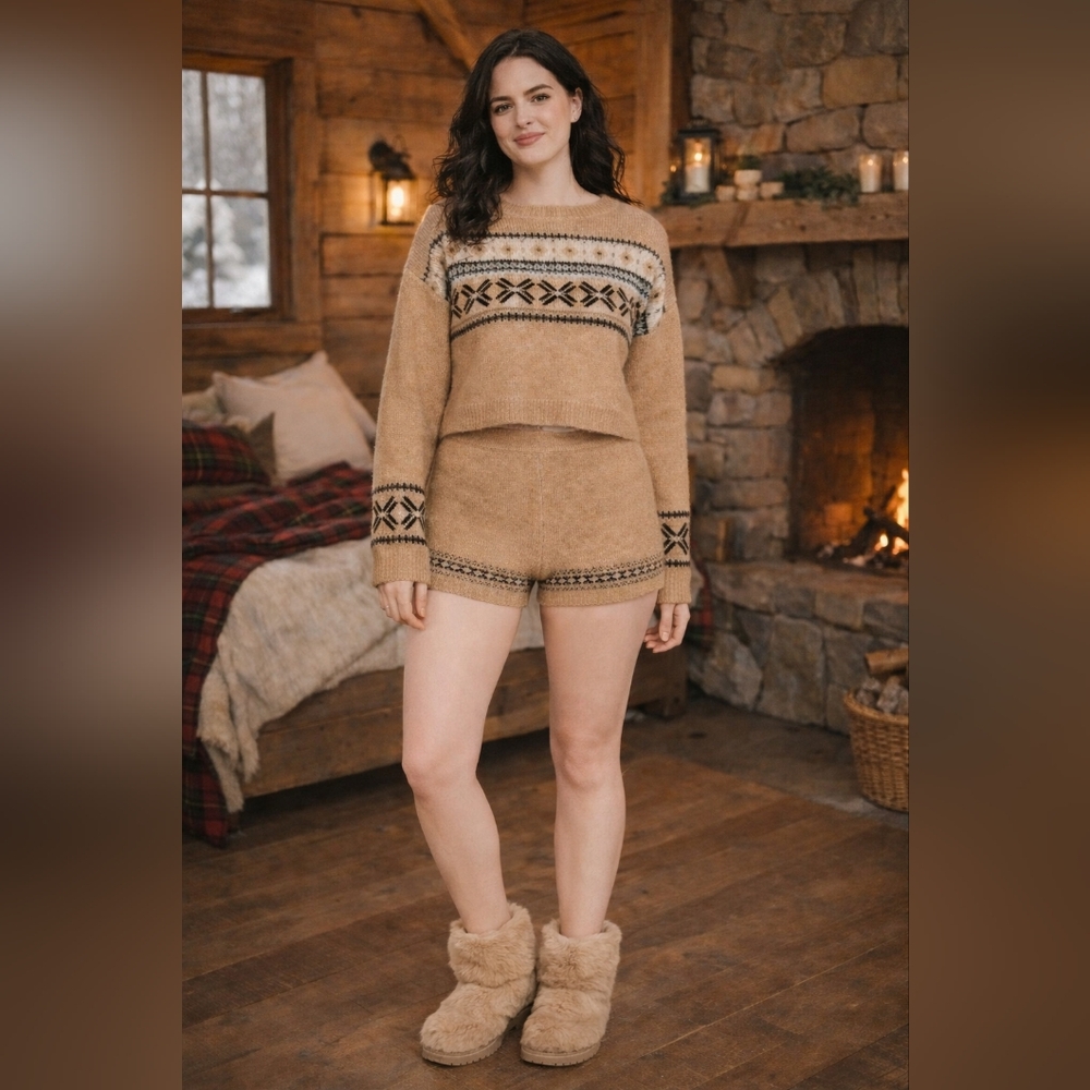 Wild Fable Fair Isle Knit Sweater & Shorts Set NWT XS / Small